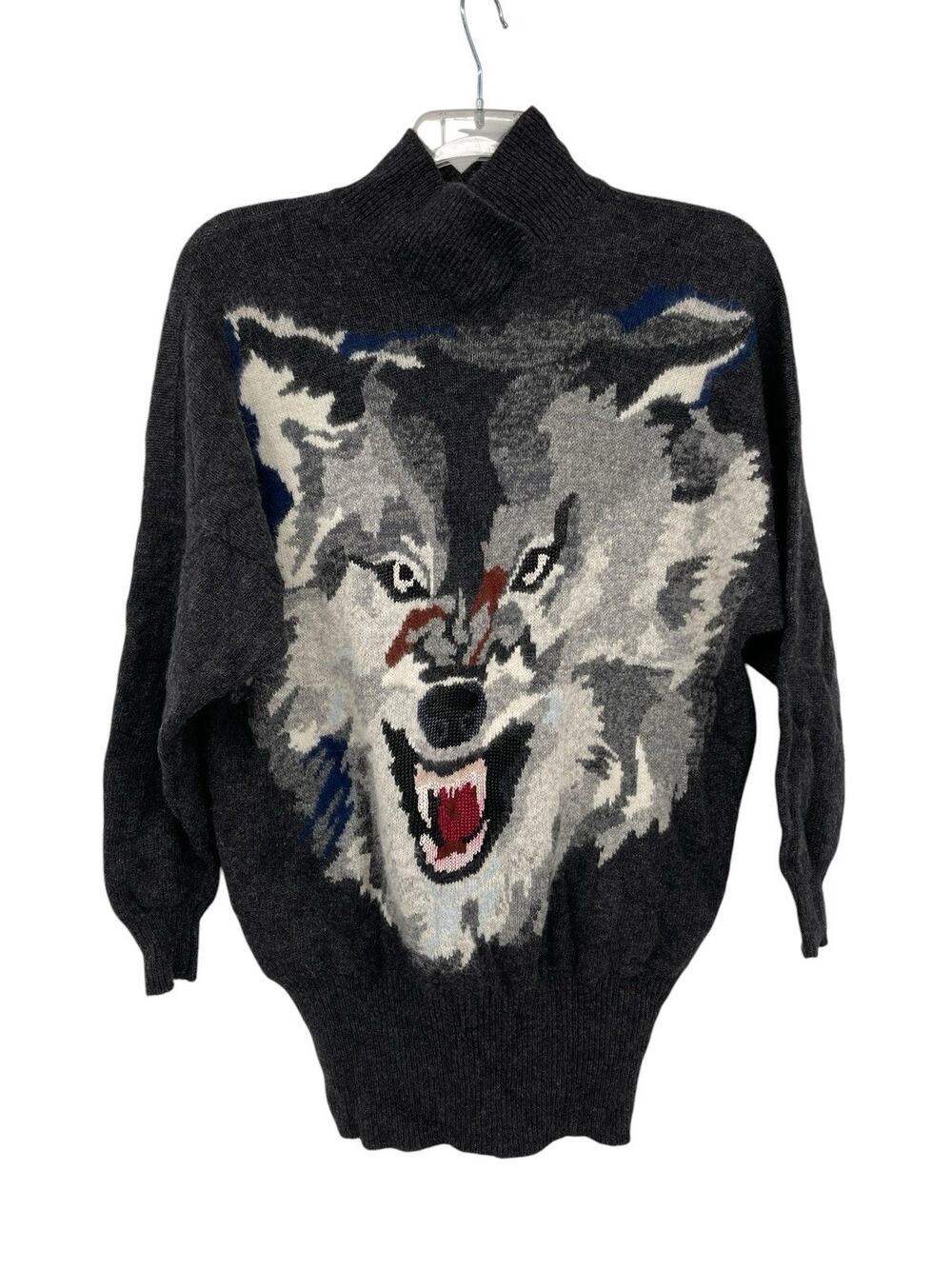 Vintage Krizia Maglia Wolf Sweater Wool Angora Made In Italy Size Small